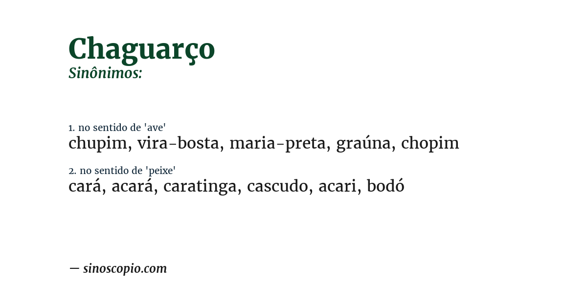 Sinônimo de chaguarço