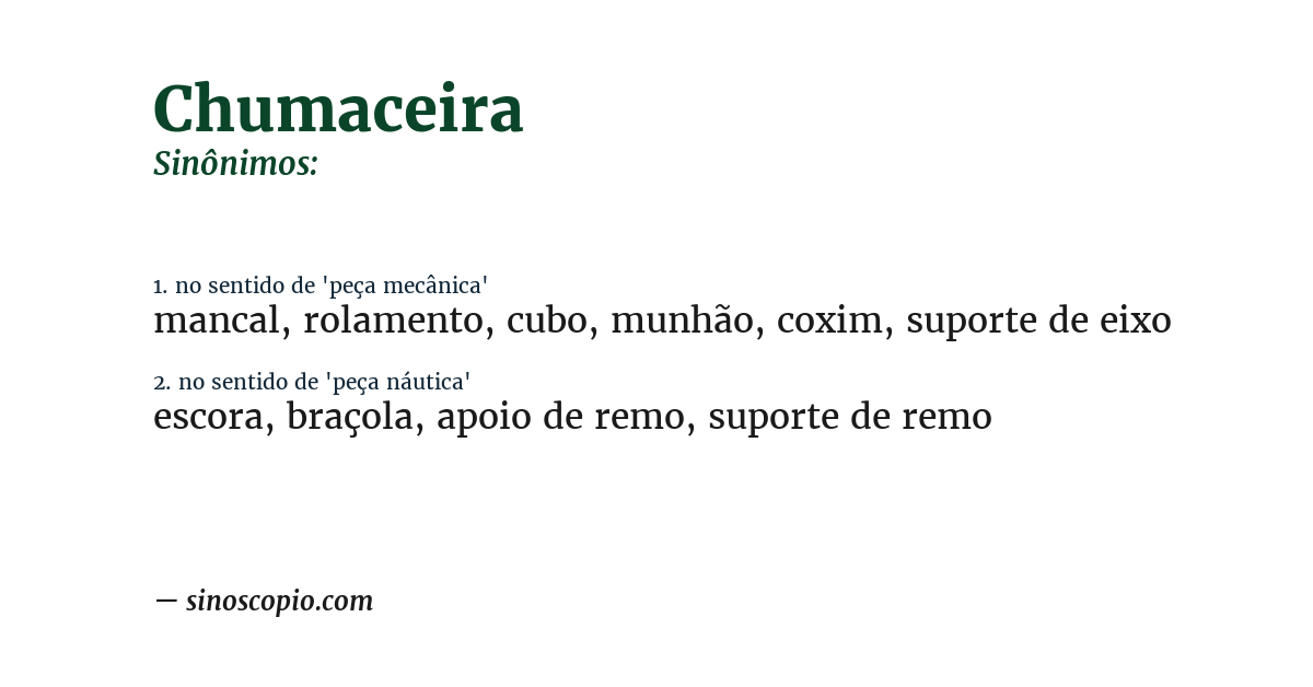 Sinônimo de chumaceira