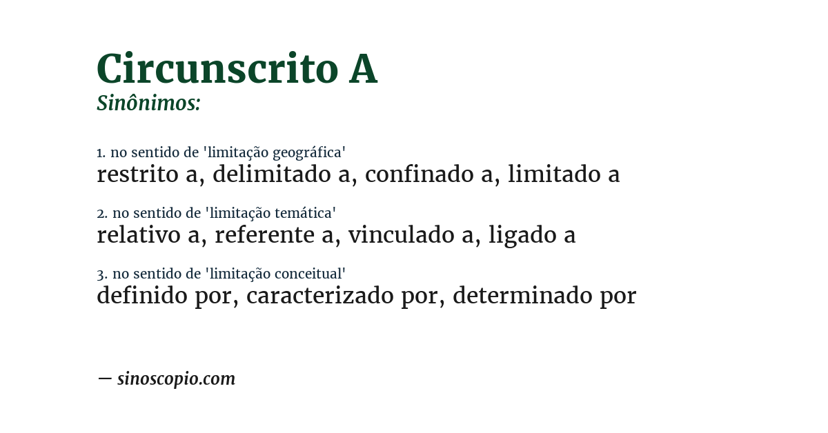 Sinônimo de circunscrito a