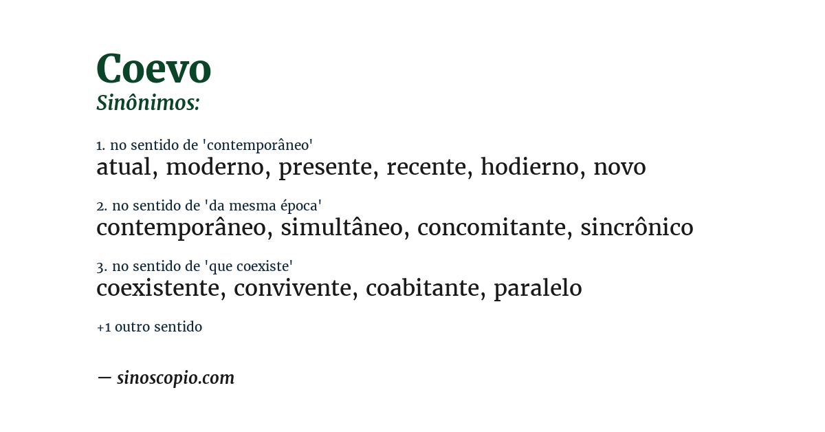 Sinônimo de coevo