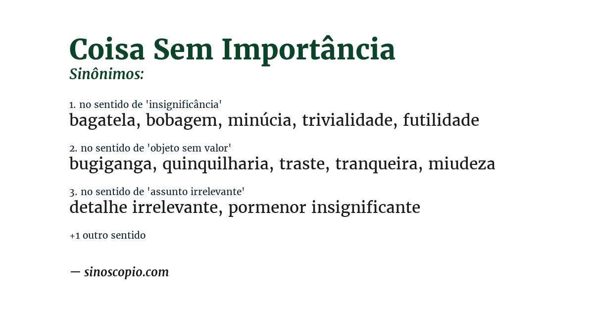 Sinônimo de coisa sem importância