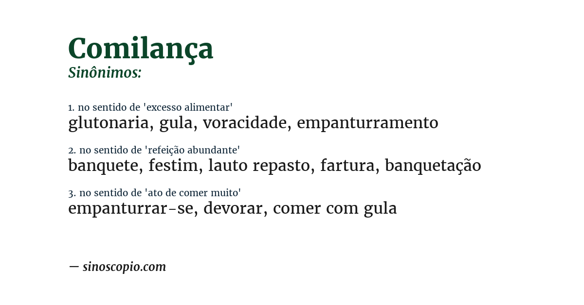 Sinônimo de comilança