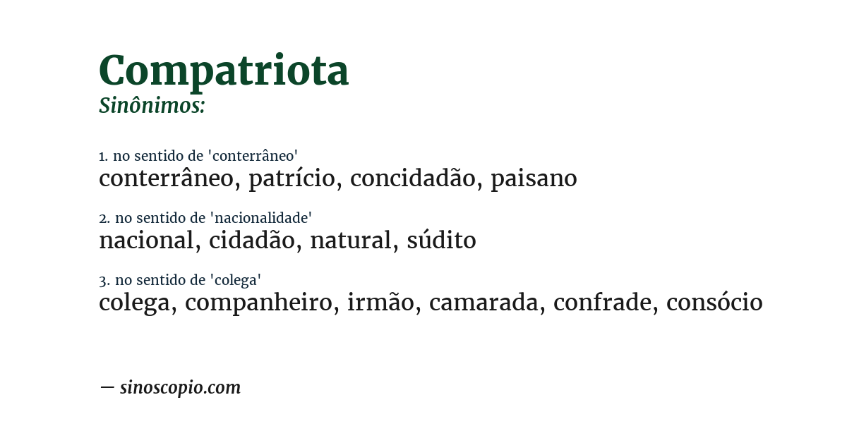 Sinônimo de compatriota