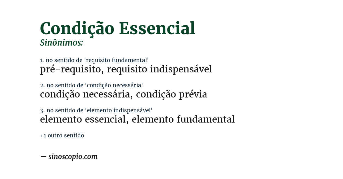 Sinônimo de condição essencial