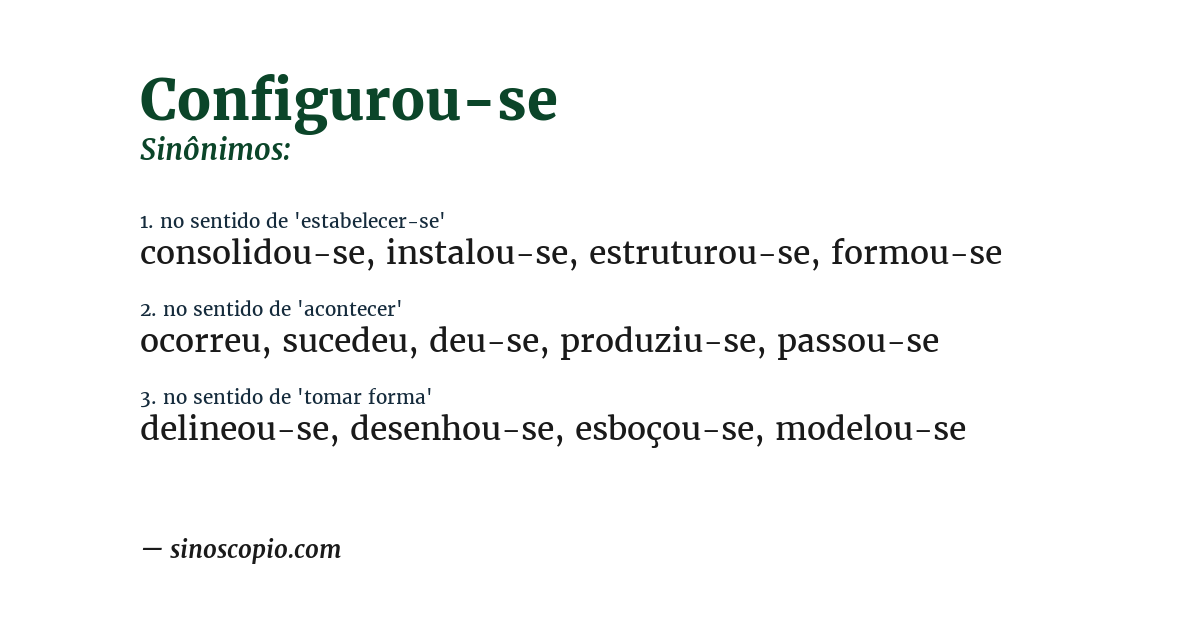Sinônimo de configurou-se
