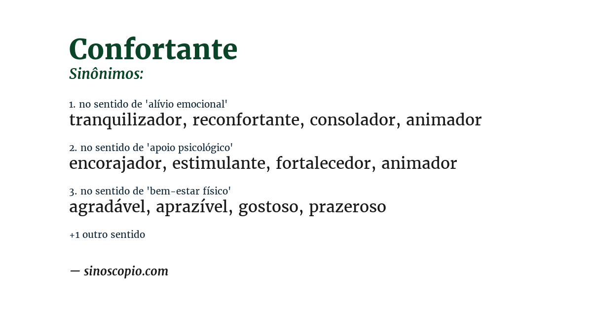 Sinônimo de confortante