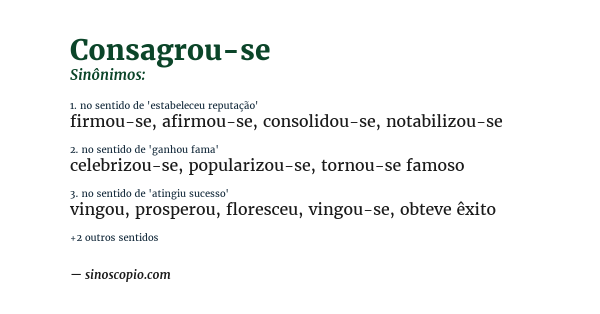 Sinônimo de consagrou-se