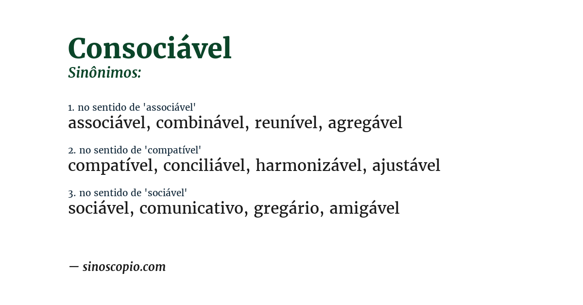 Sinônimo de consociável