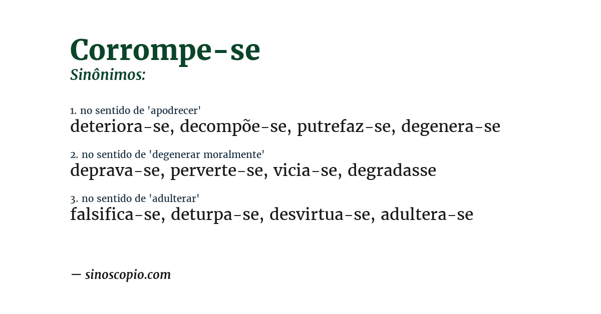 Sinônimo de corrompe-se
