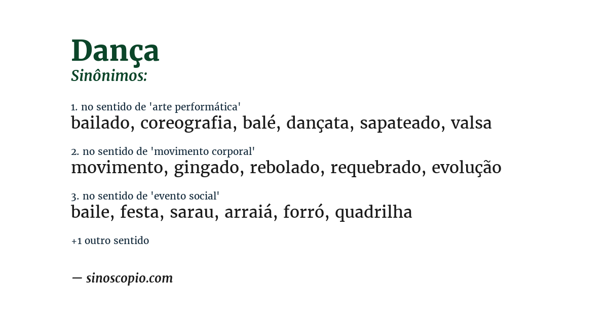 Sinônimo de dança