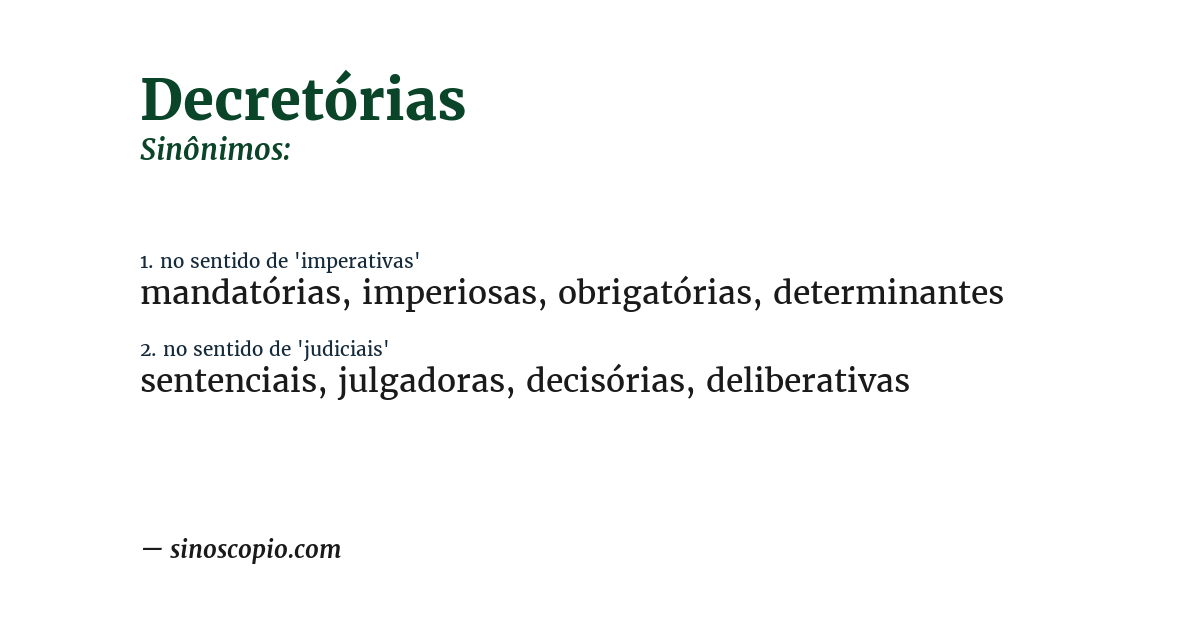 Sinônimo de decretórias