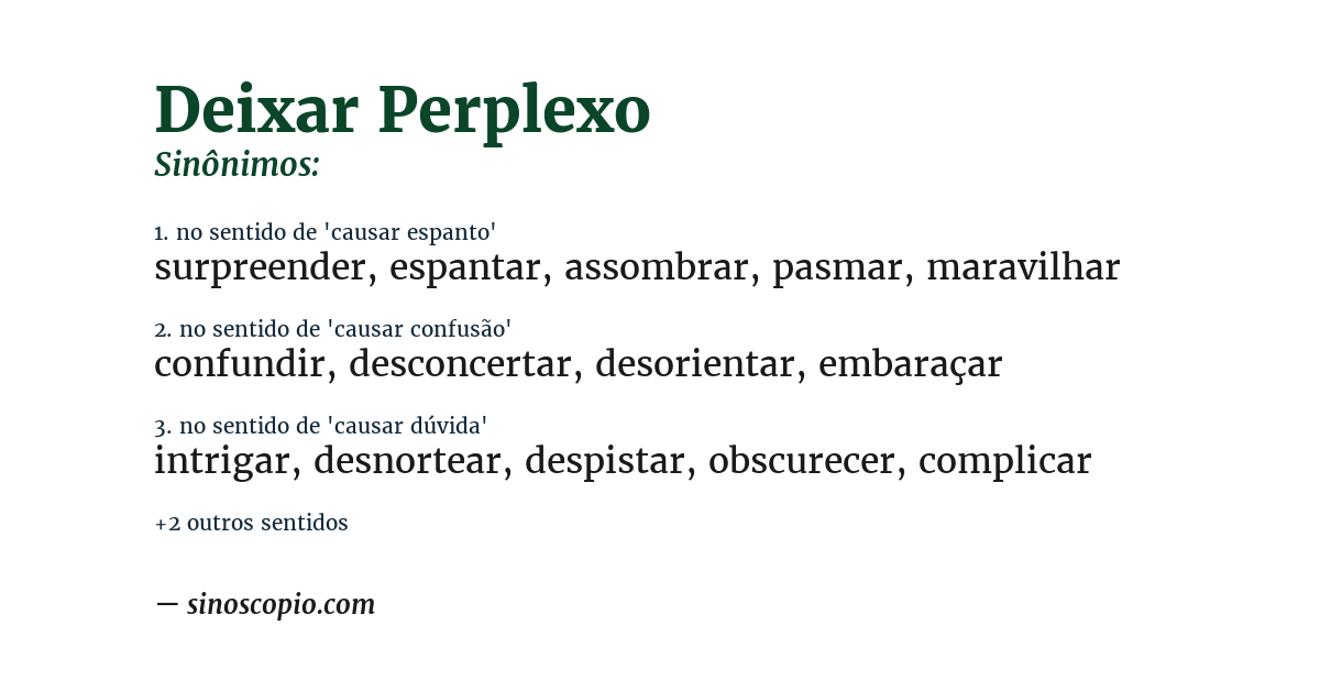 Sinônimo de deixar perplexo