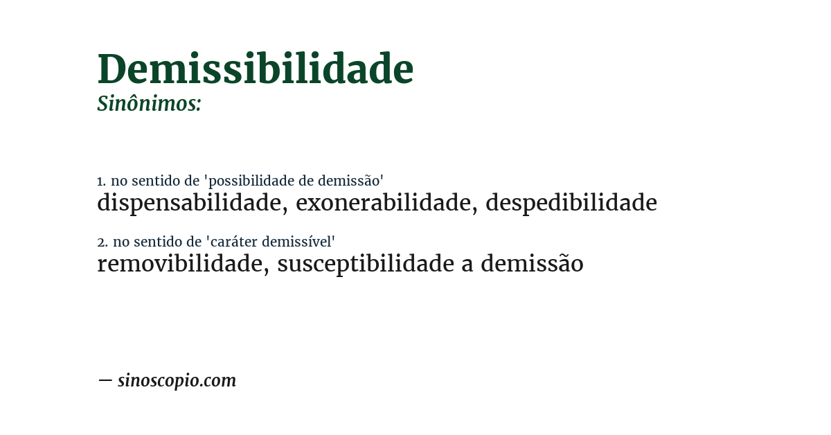 Sinônimo de demissibilidade