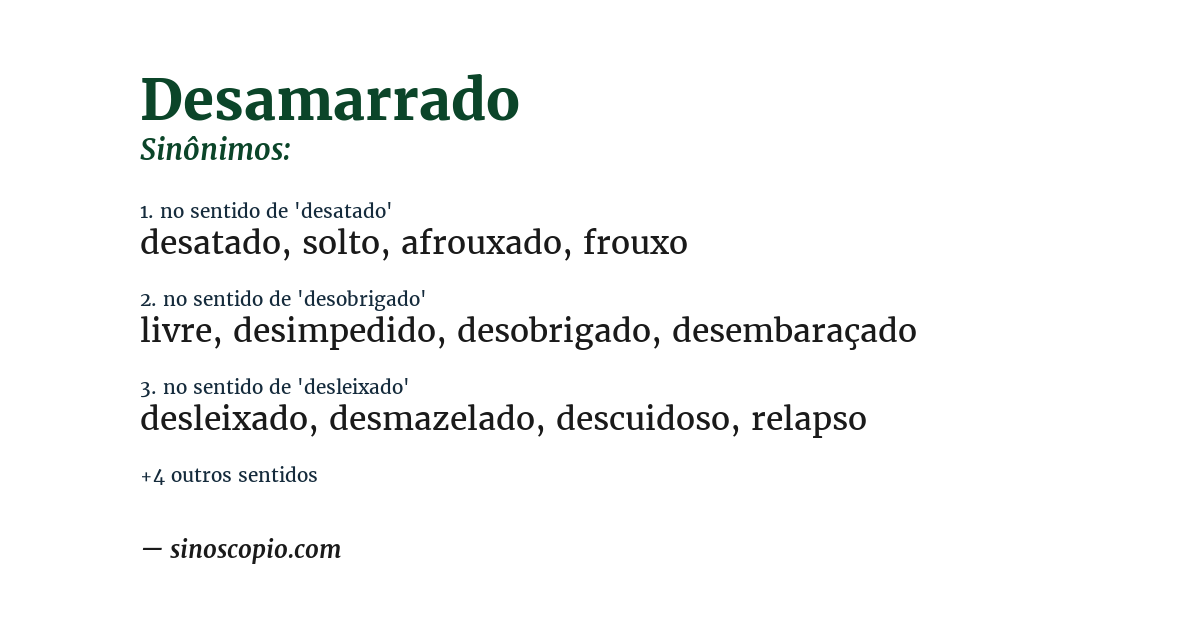 Sinônimo de desamarrado