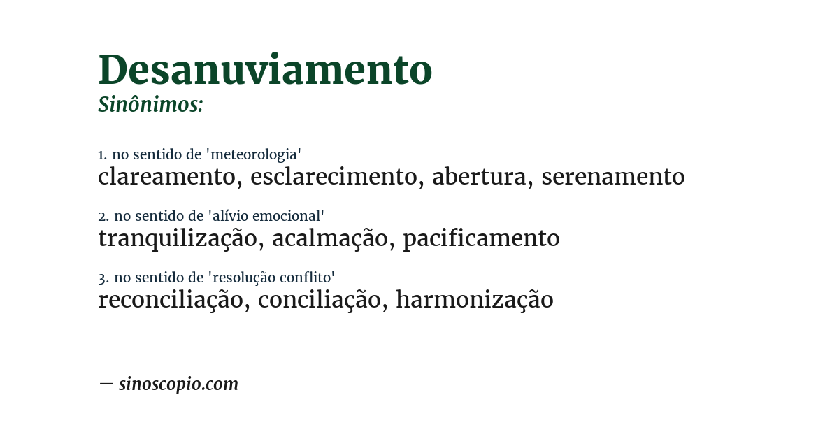 Sinônimo de desanuviamento