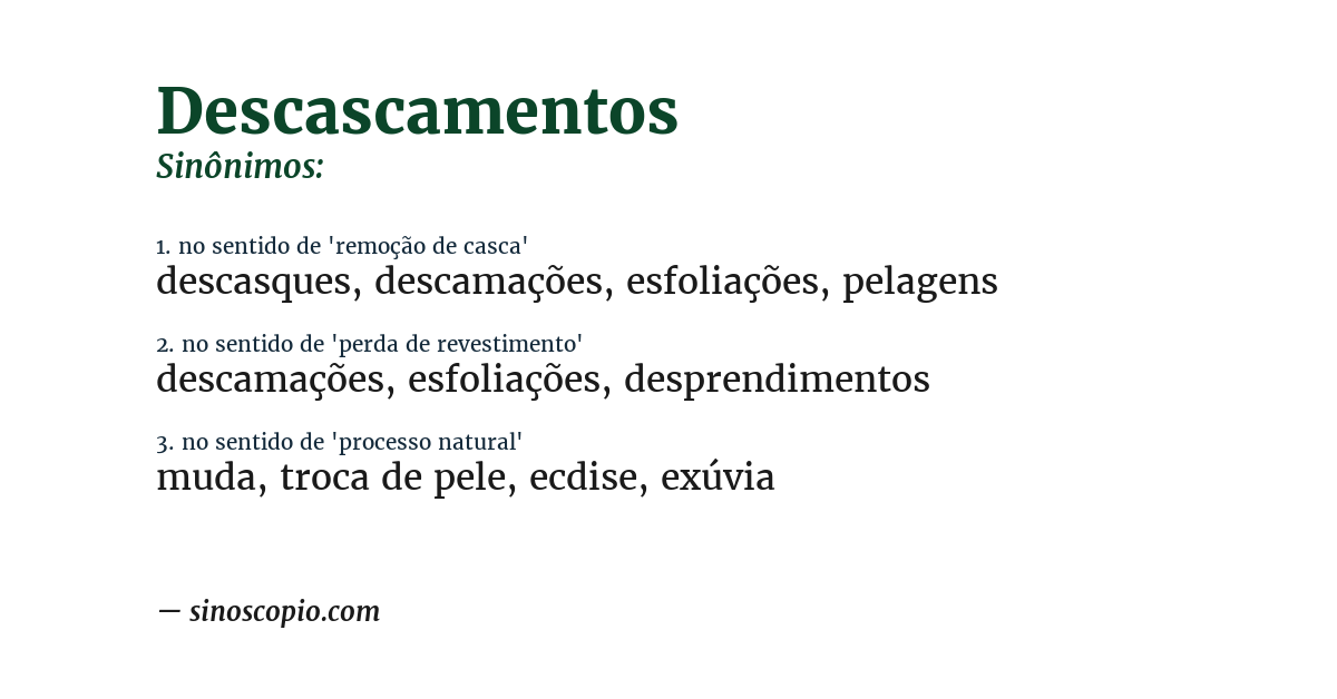 Sinônimo de descascamentos