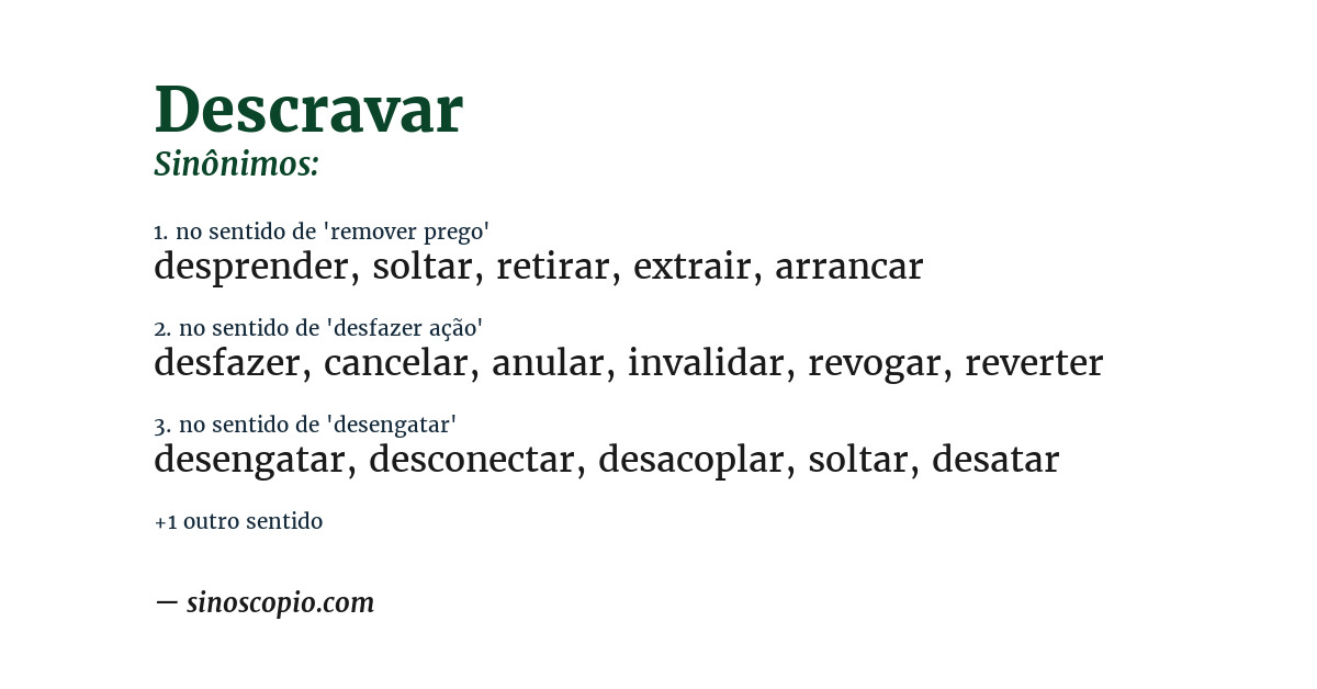 Sinônimo de descravar