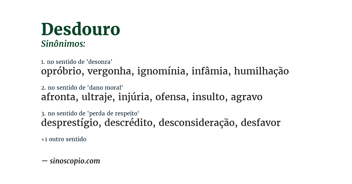 Sinônimo de desdouro