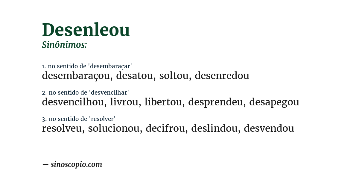 Sinônimo de desenleou