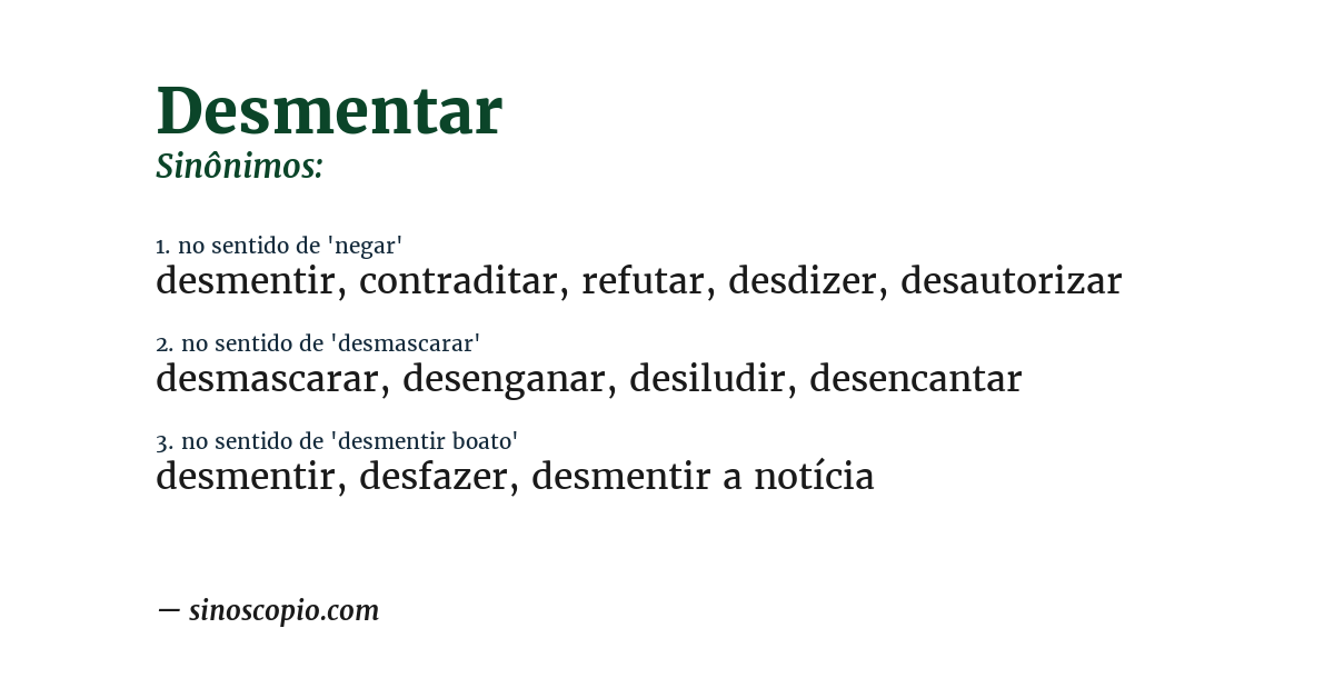 Sinônimo de desmentar