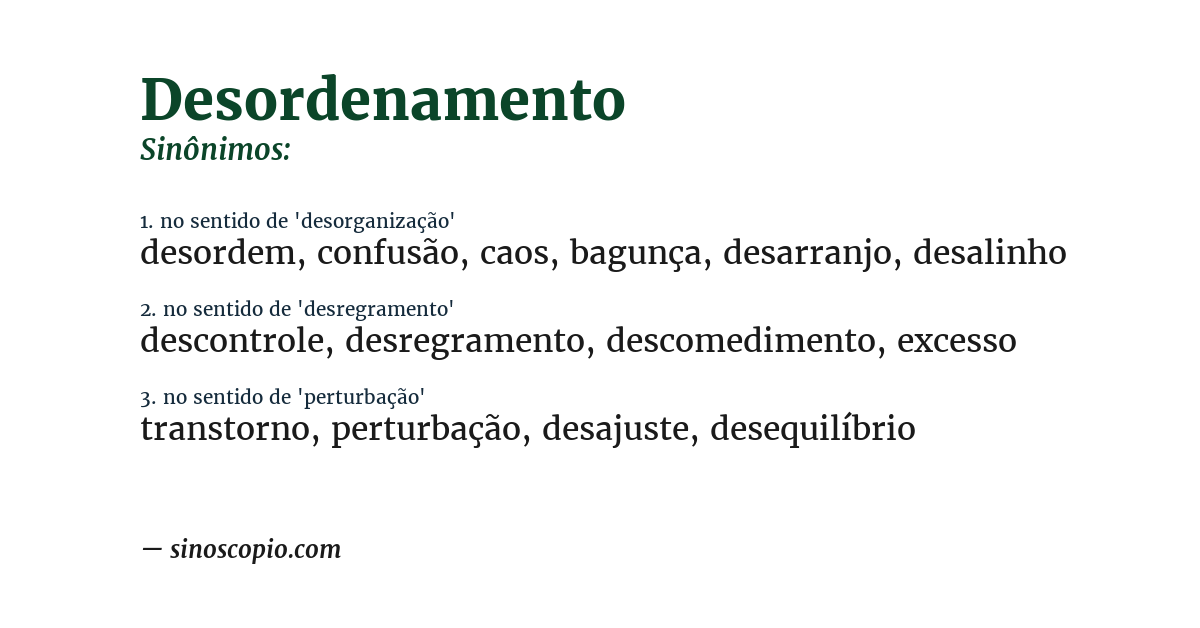 Sinônimo de desordenamento