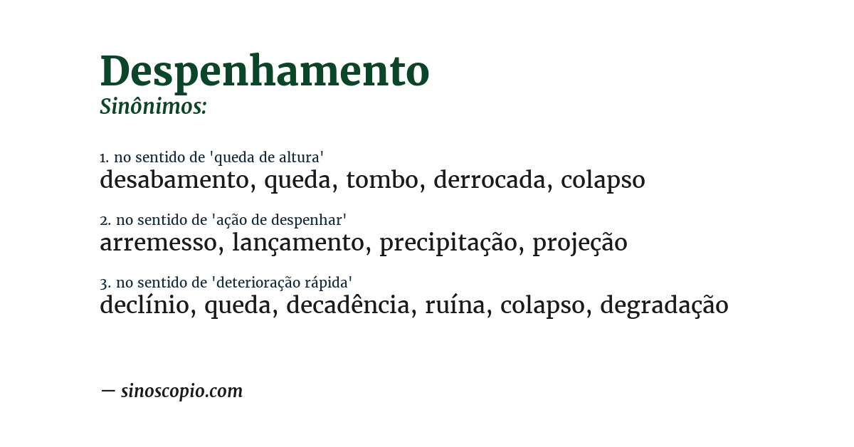 Sinônimo de despenhamento