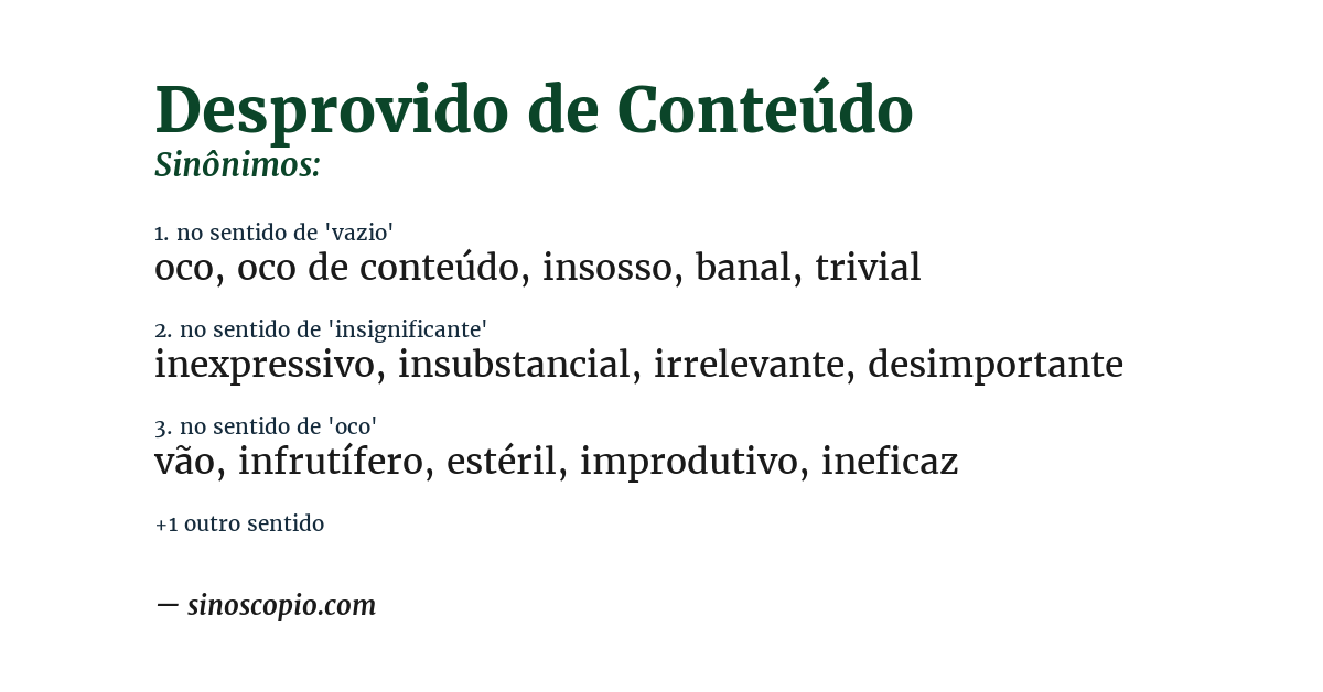 Sinônimo de desprovido de conteúdo