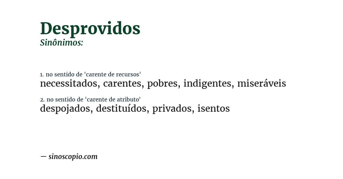 Sinônimo de desprovidos