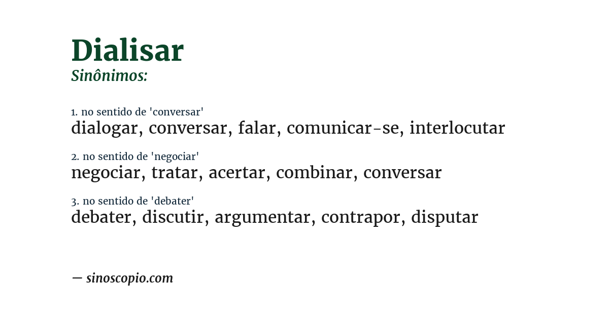 Sinônimo de dialisar