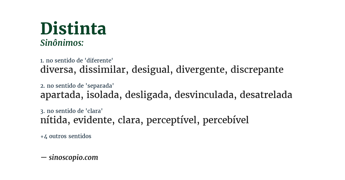 Sinônimo de distinta