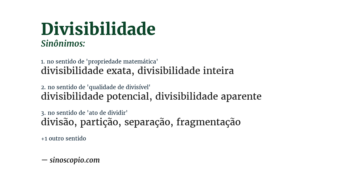 Sinônimo de divisibilidade