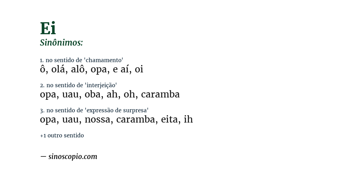 Sinônimo de ei