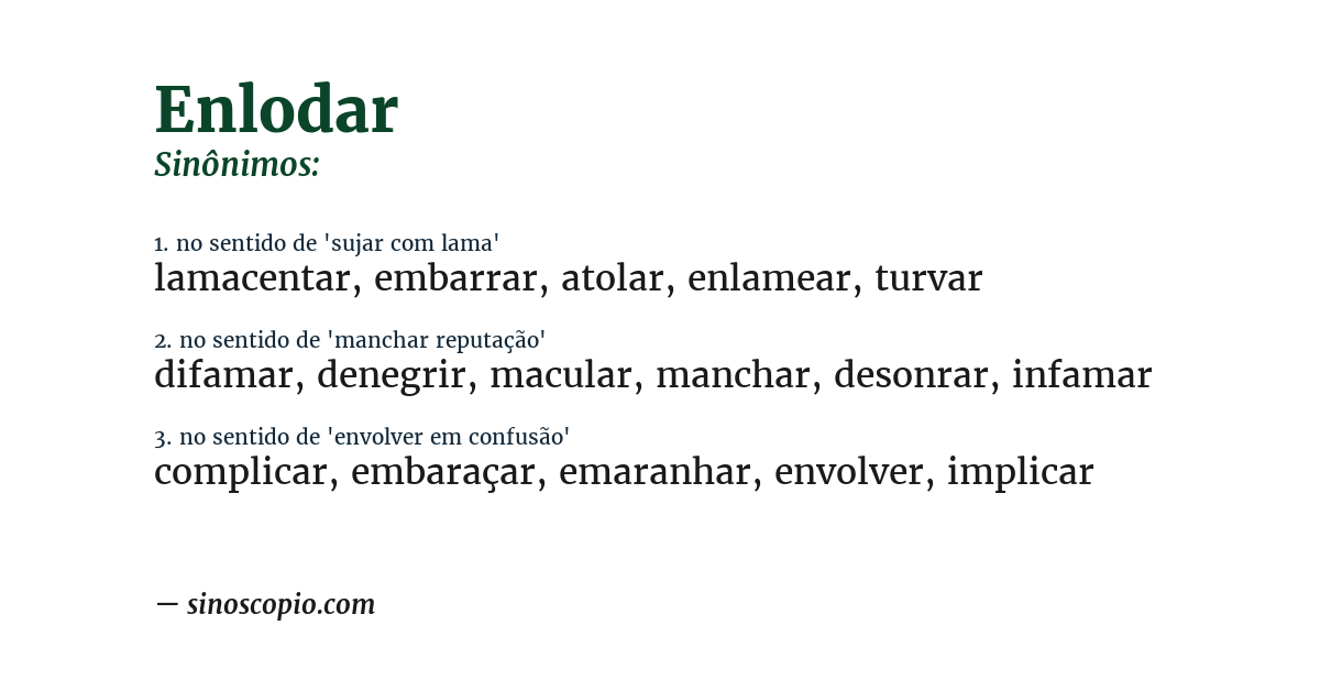 Sinônimo de enlodar