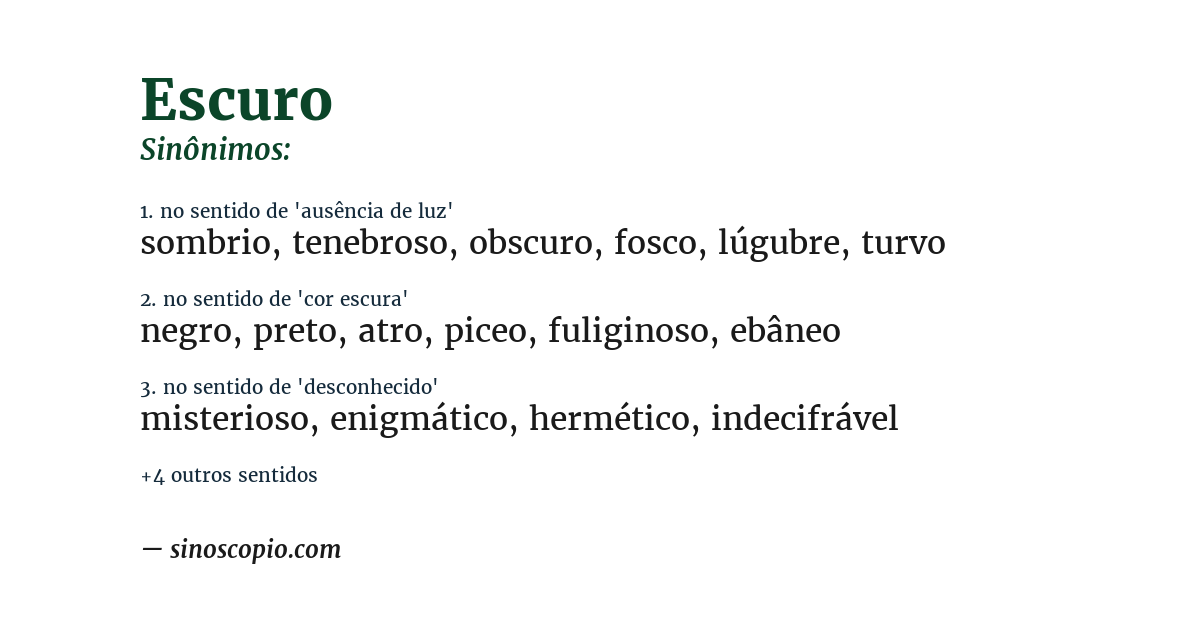 Sinônimo de escuro