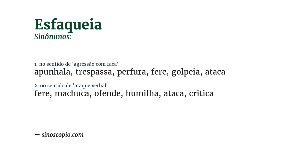 Sinônimo de esfaqueia