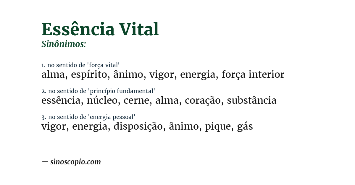 Sinônimo de essência vital