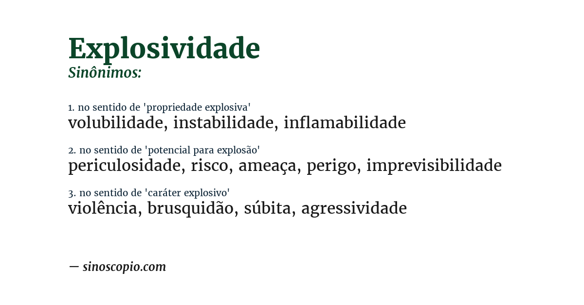 Sinônimo de explosividade