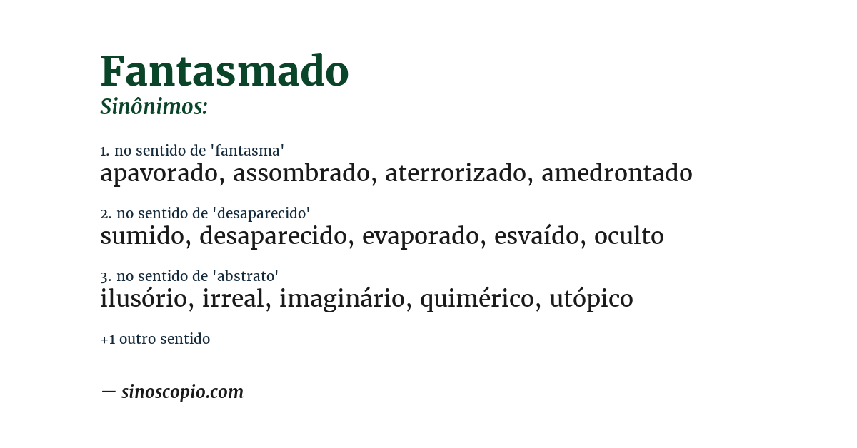 Sinônimo de fantasmado