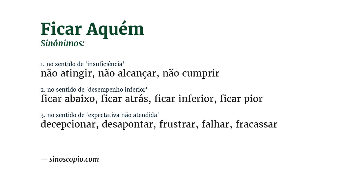 Sinônimo de ficar aquém
