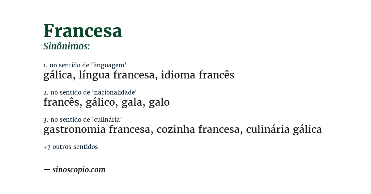 Sinônimo de francesa