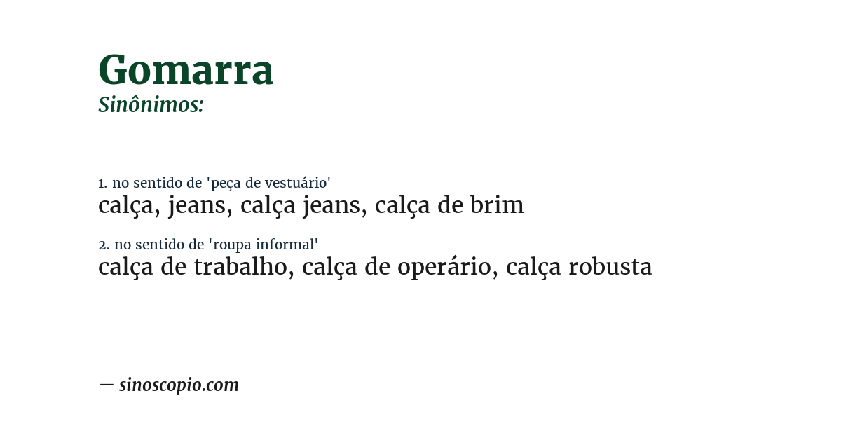 Sinônimo de gomarra