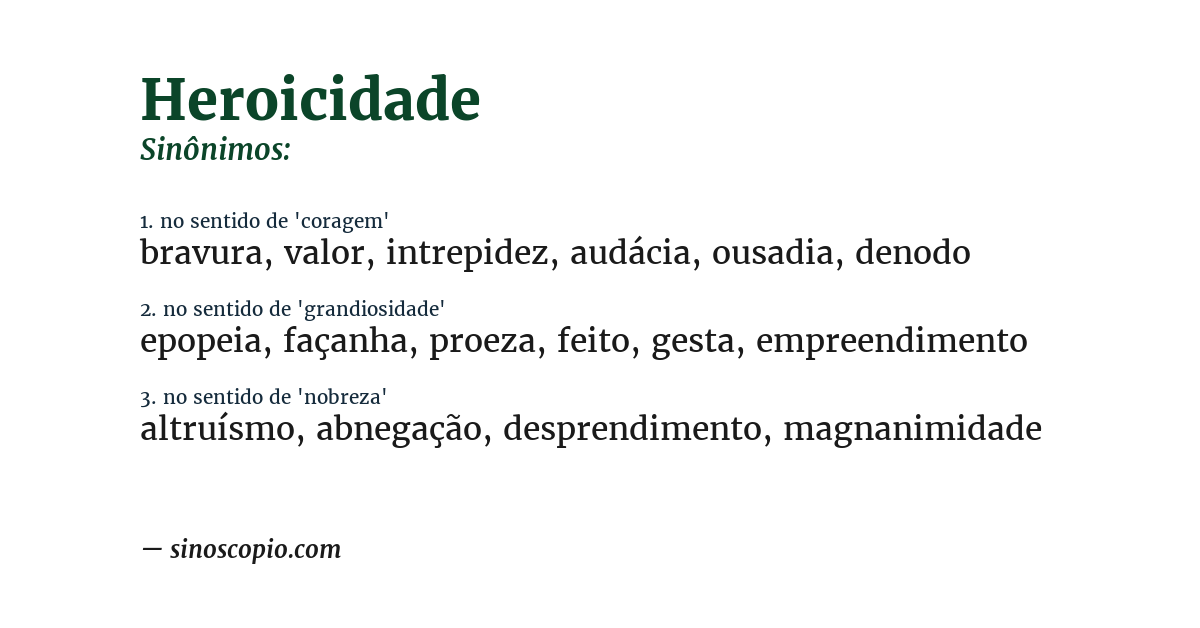 Sinônimo de heroicidade