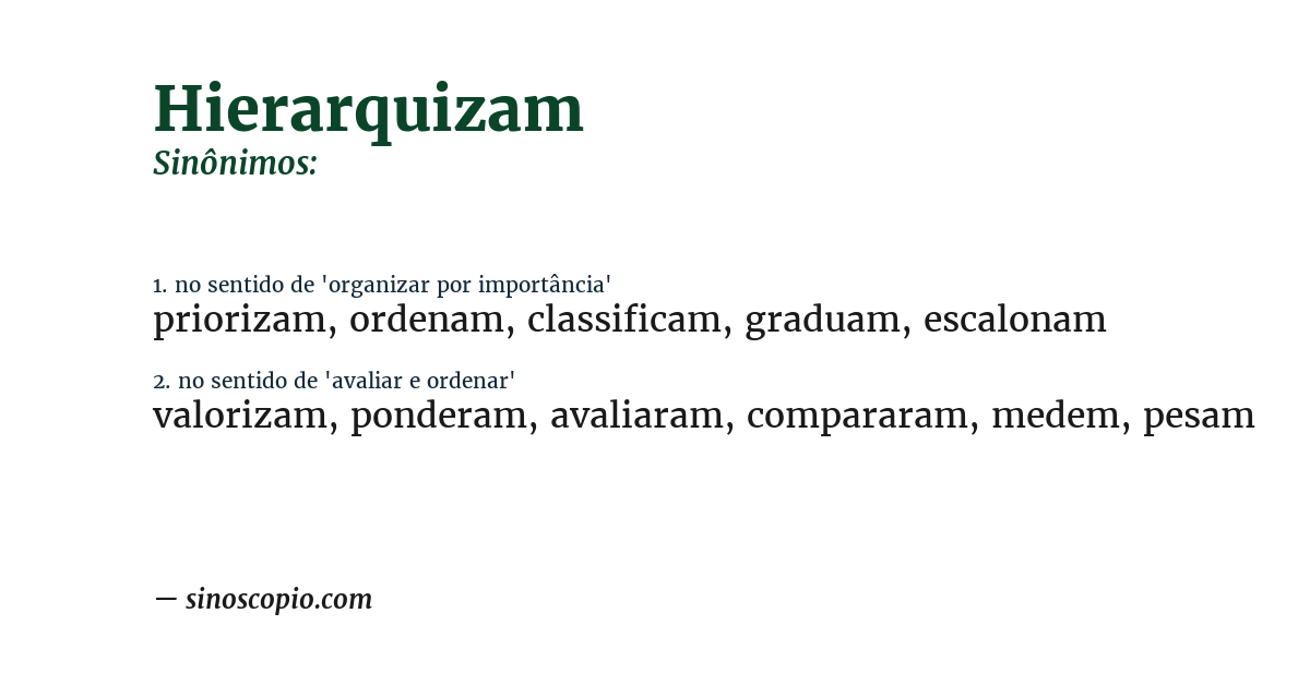 Sinônimo de hierarquizam