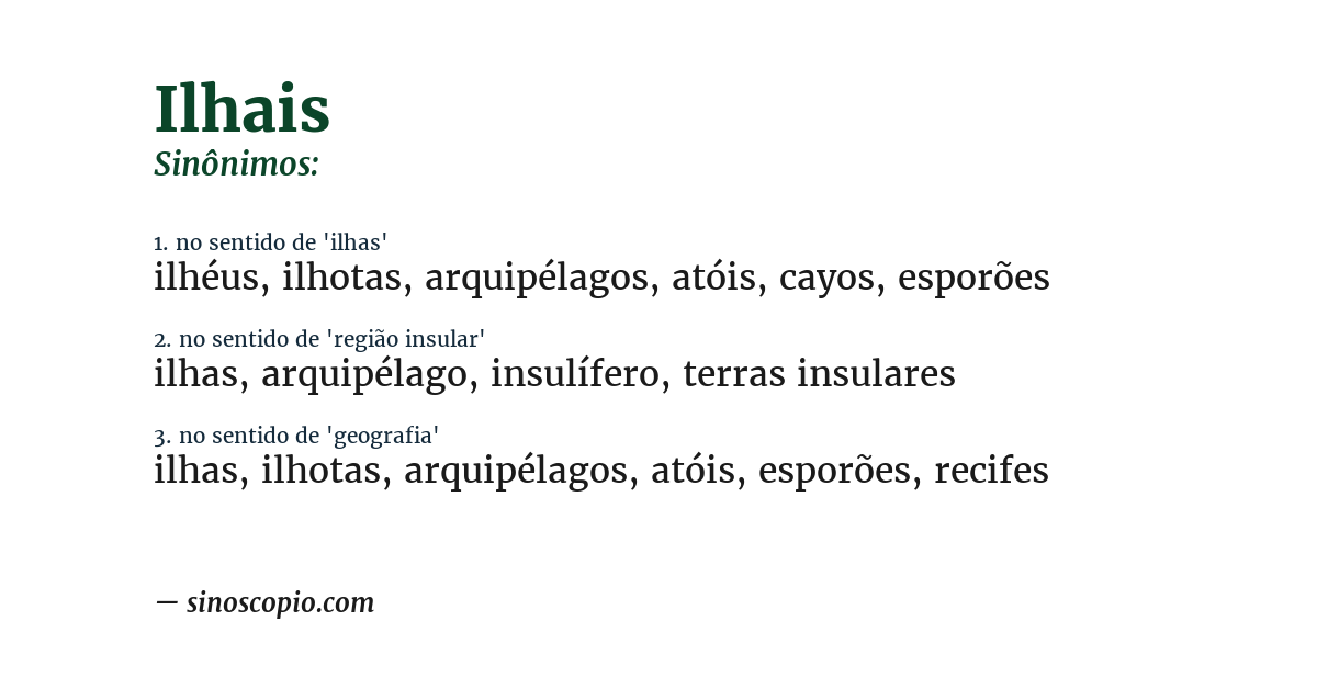 Sinônimo de ilhais