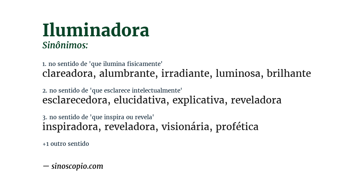 Sinônimo de iluminadora