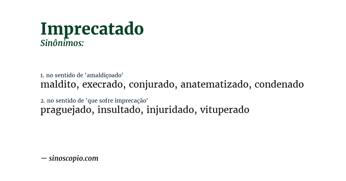 Sinônimo de imprecatado