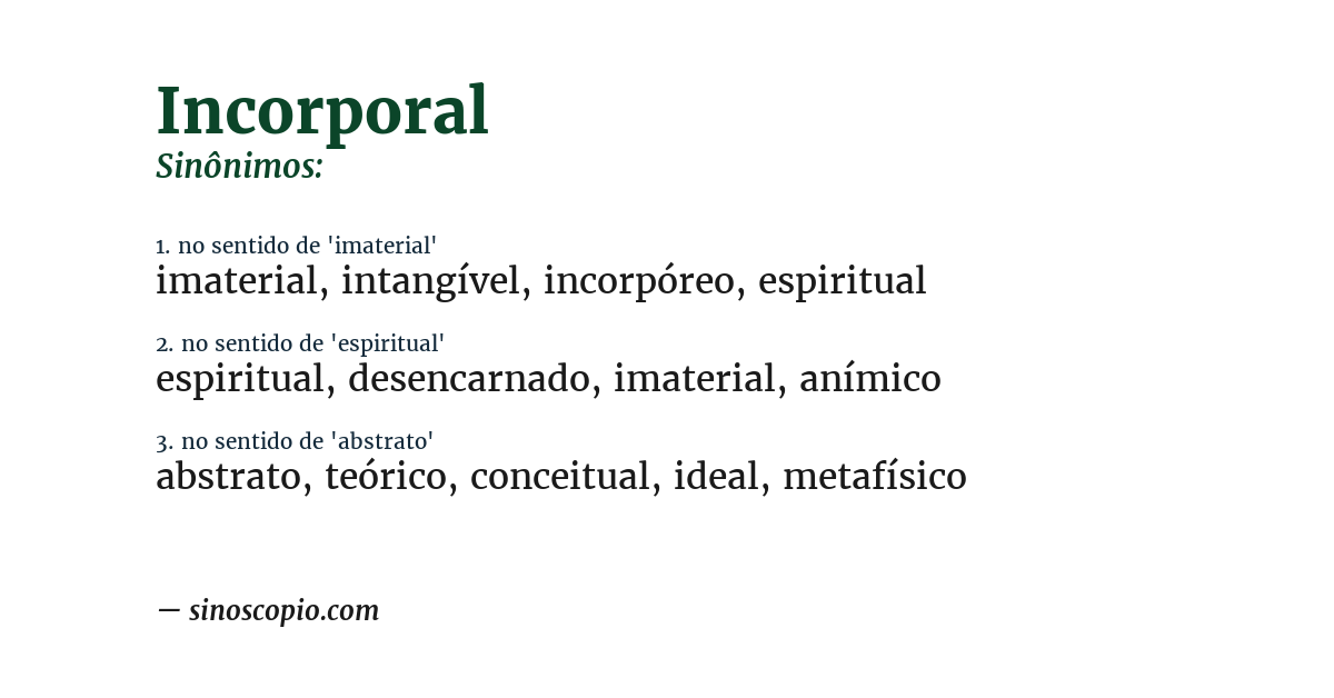 Sinônimo de incorporal