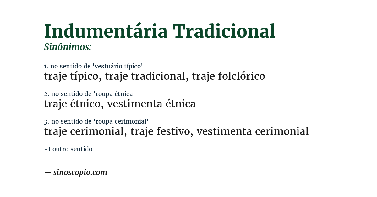 Sinônimo de indumentária tradicional