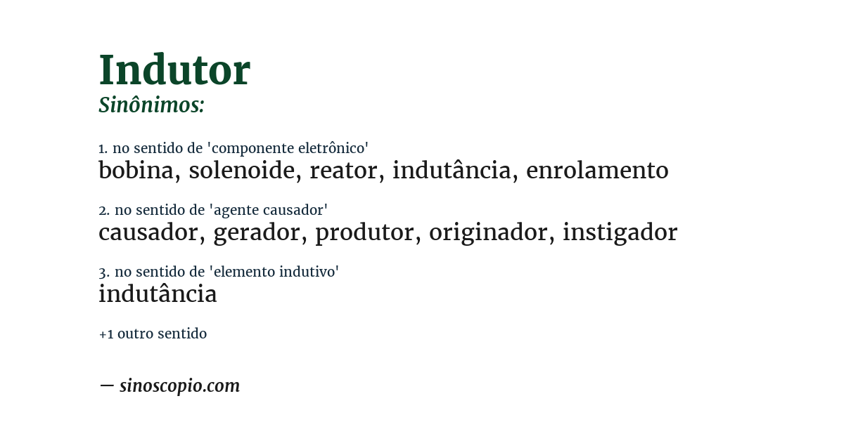 Sinônimo de indutor