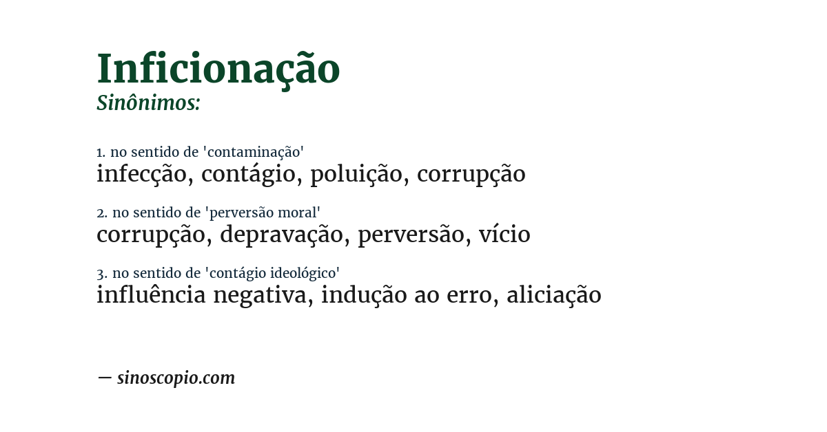 Sinônimo de inficionação